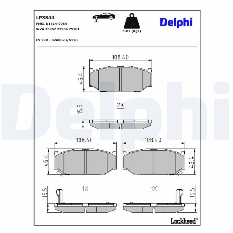 set placute frana,frana disc DELPHI LP3544