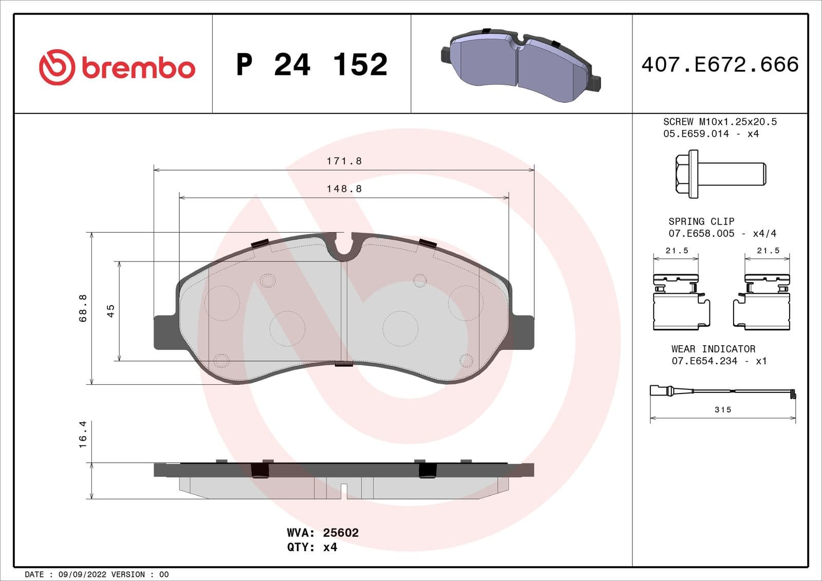 set placute frana,frana disc BREMBO PRIME LINE P 24 152