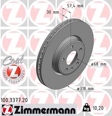 Disc frana ZIMMERMANN 100.3377.20