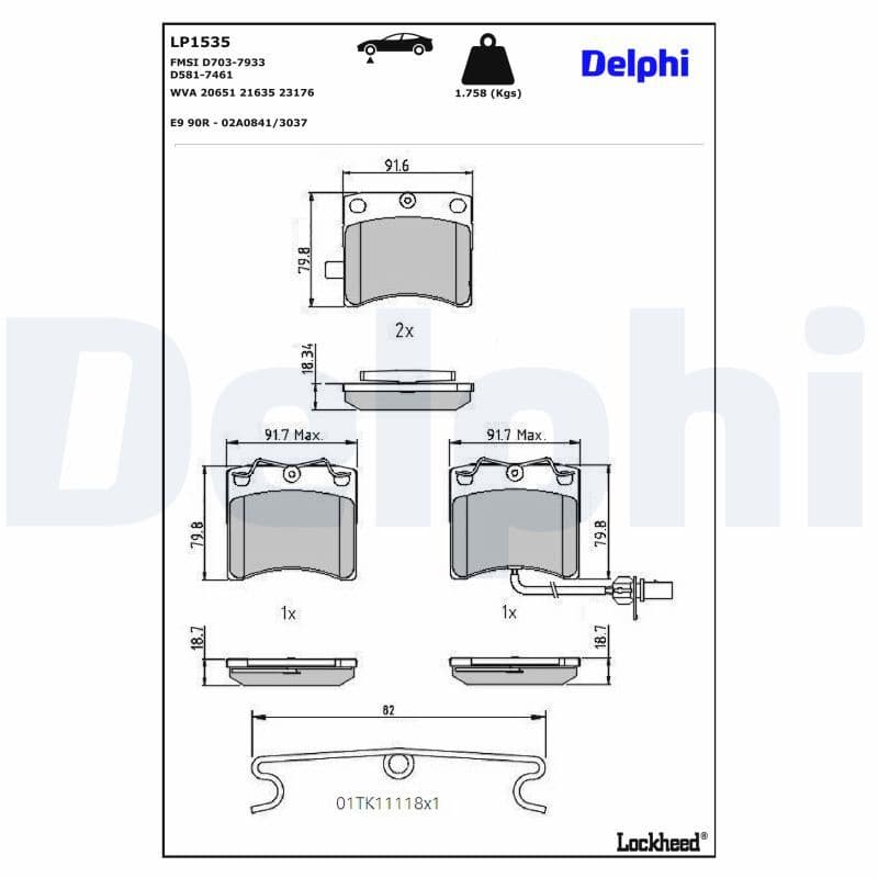 set placute frana,frana disc DELPHI LP1535