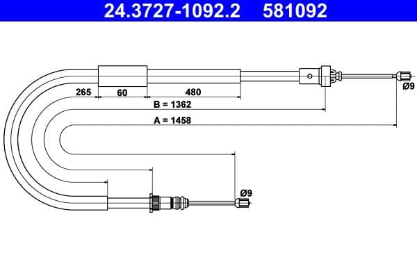 Cablu, frana de parcare ATE 24.3727-1092.2