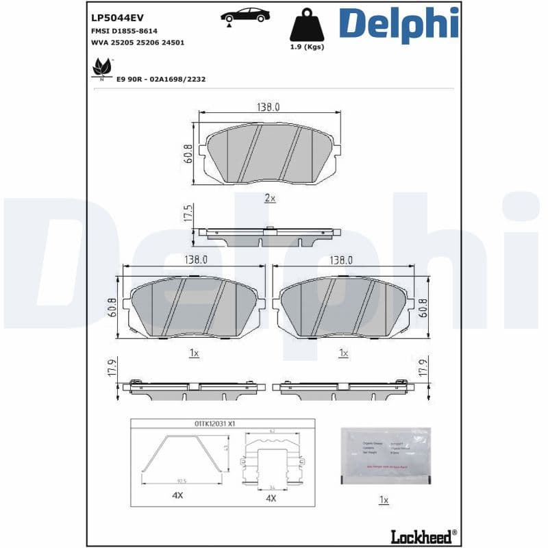 set placute frana,frana disc DELPHI LP5044EV