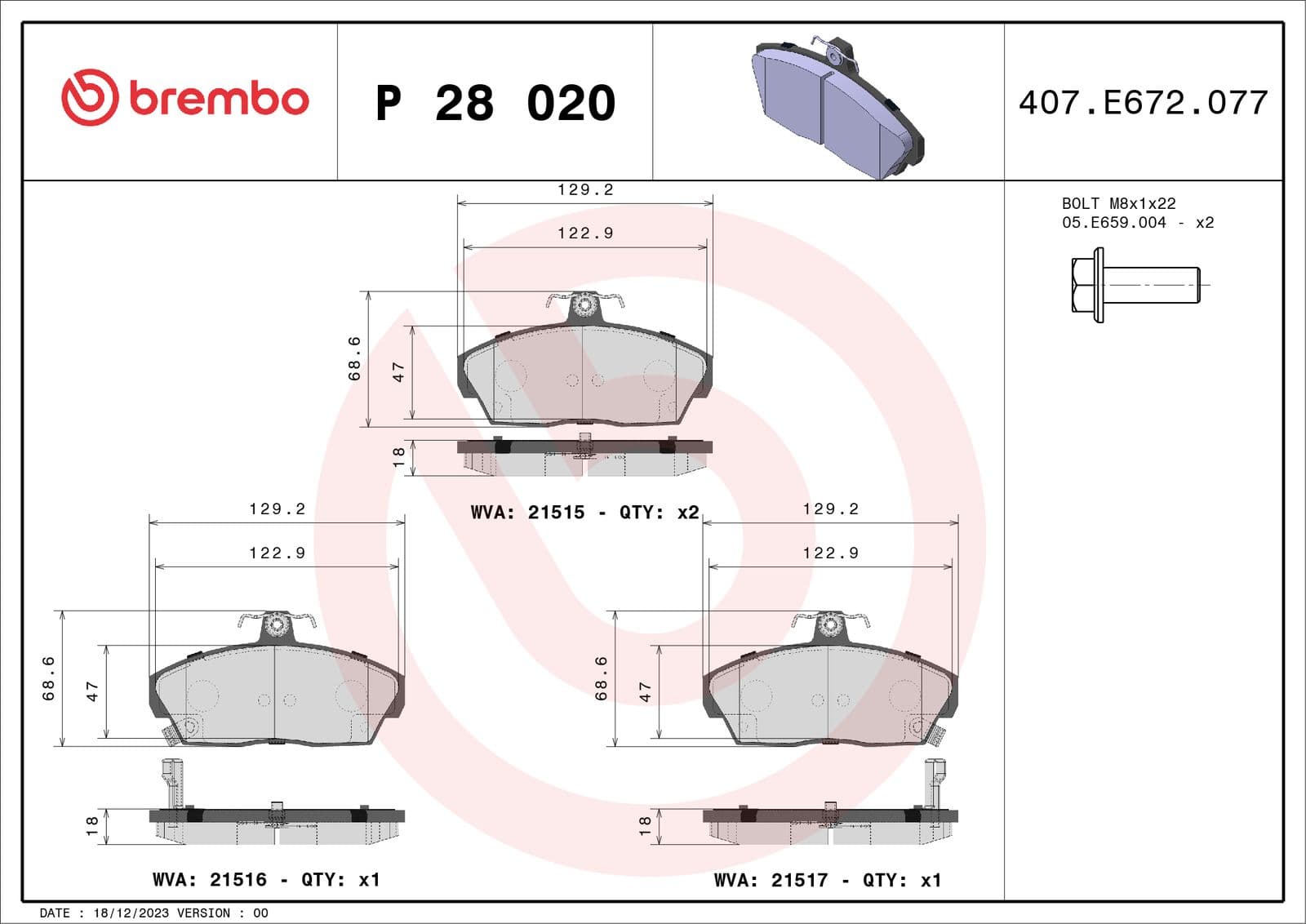 set placute frana,frana disc BREMBO PRIME LINE P 28 020