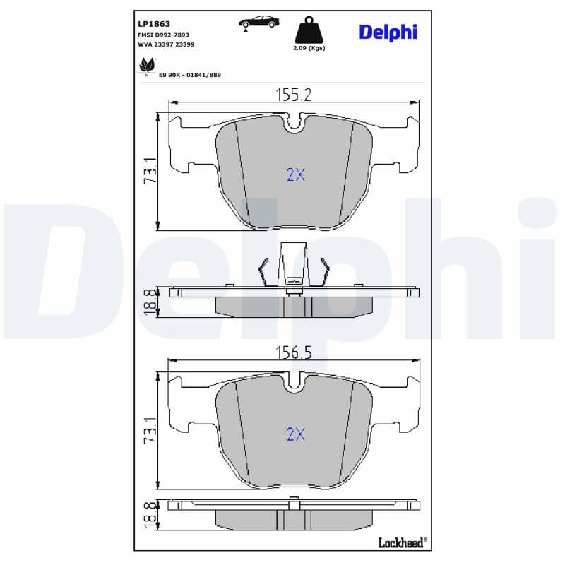 set placute frana,frana disc DELPHI LP1863