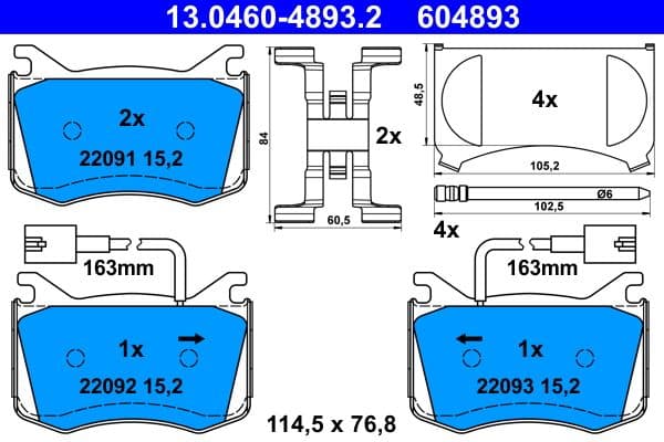 set placute frana,frana disc ATE 13.0460-4893.2