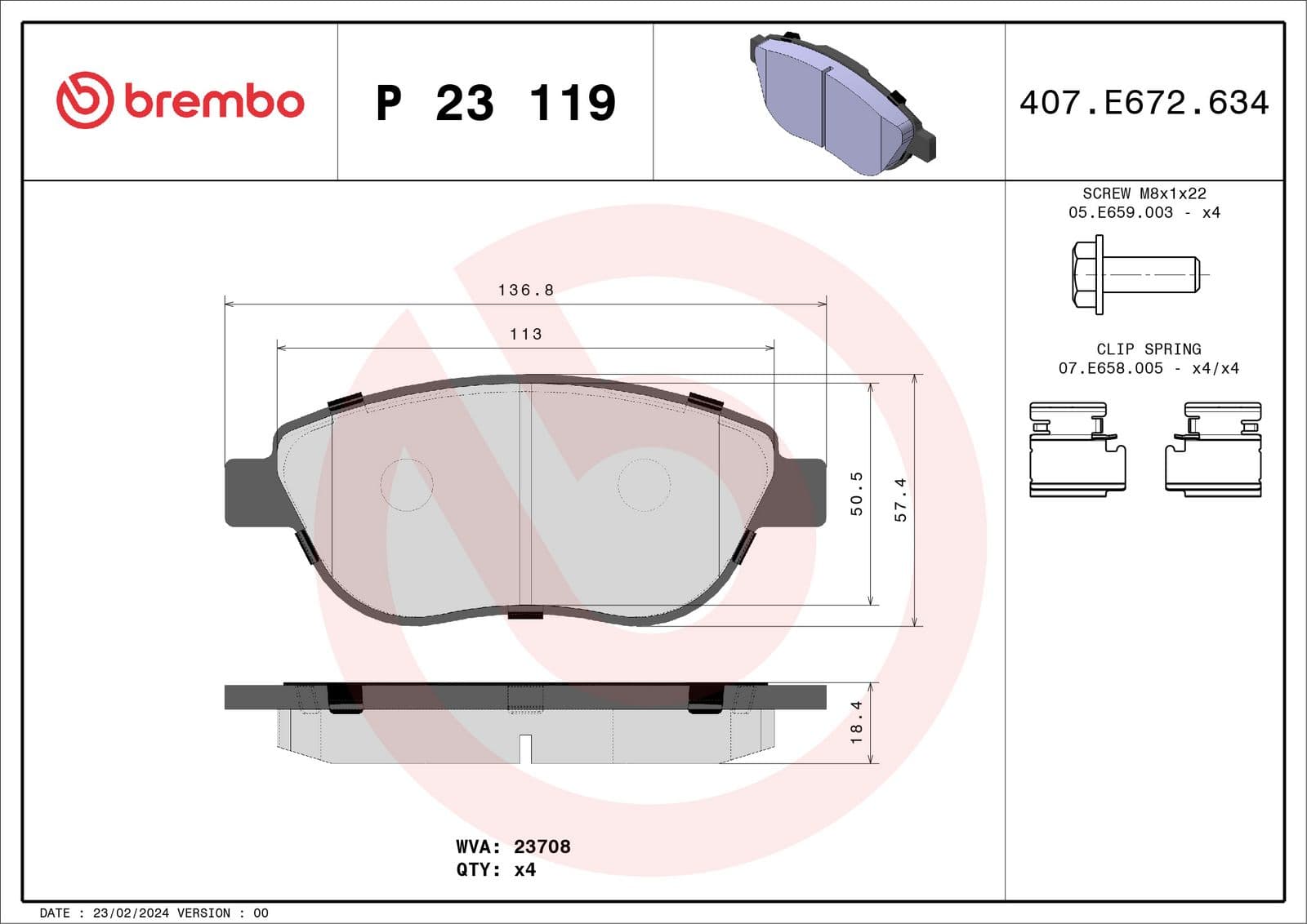 set placute frana,frana disc BREMBO PRIME LINE P 23 119