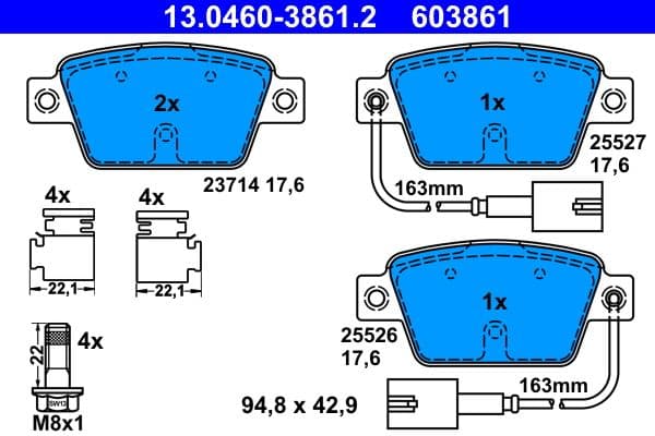 set placute frana,frana disc ATE 13.0460-3861.2