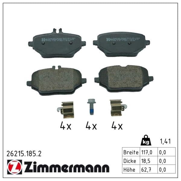 set placute frana,frana disc ZIMMERMANN 26215.185.2