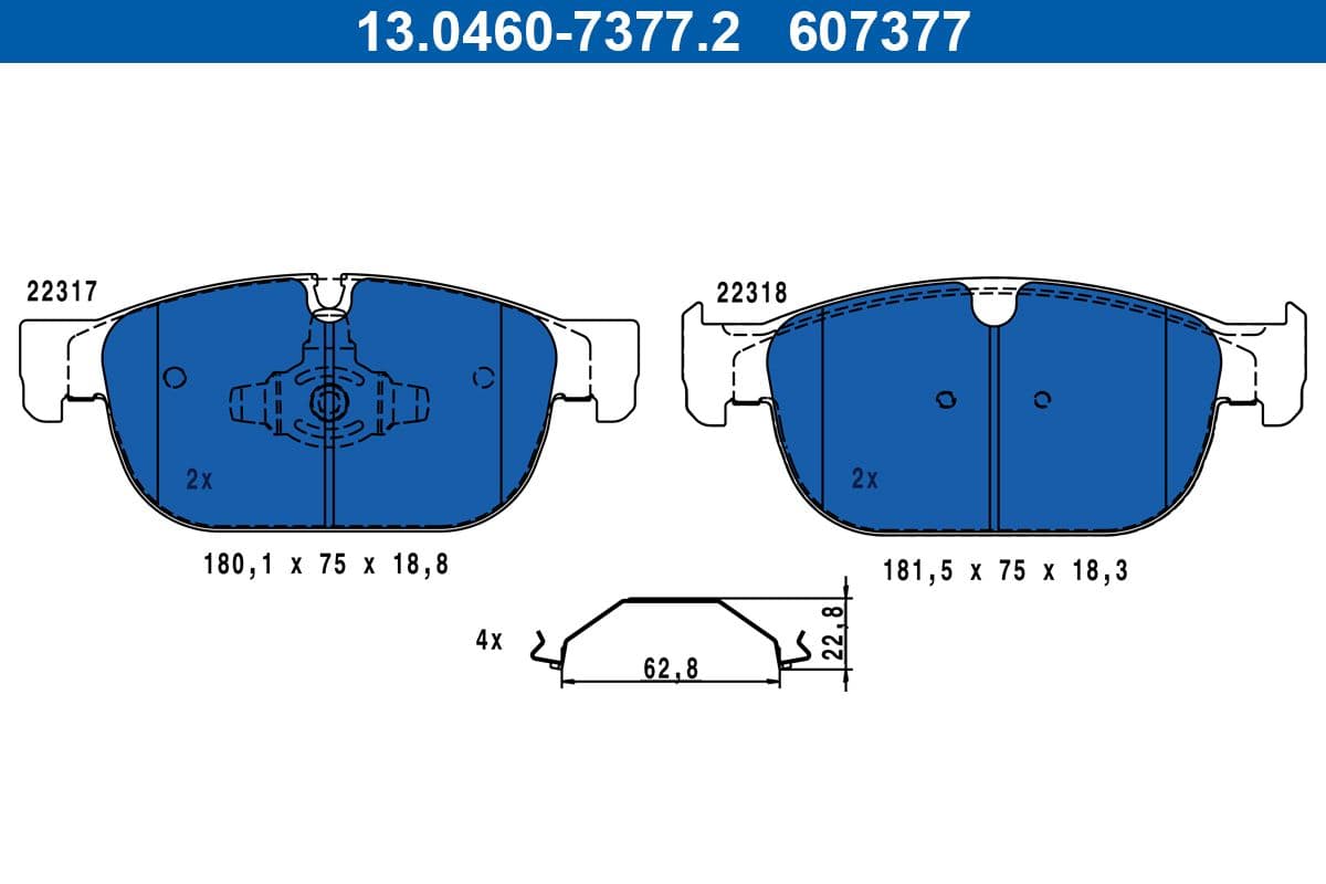 set placute frana,frana disc ATE 13.0460-7377.2