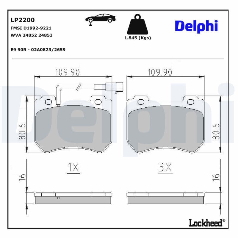 set placute frana,frana disc DELPHI LP2200