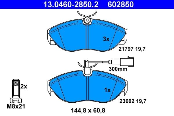 set placute frana,frana disc ATE 13.0460-2850.2
