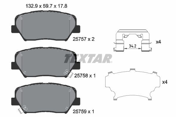 set placute frana,frana disc TEXTAR 2575701