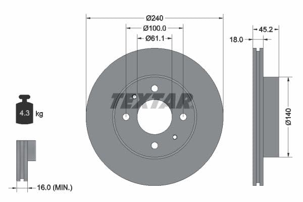 Disc frana TEXTAR 92063200