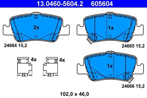 set placute frana,frana disc ATE 13.0460-5604.2