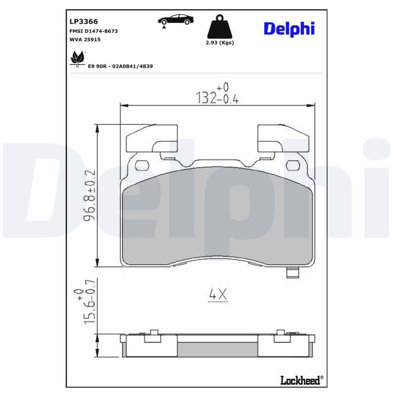 set placute frana,frana disc DELPHI LP3366