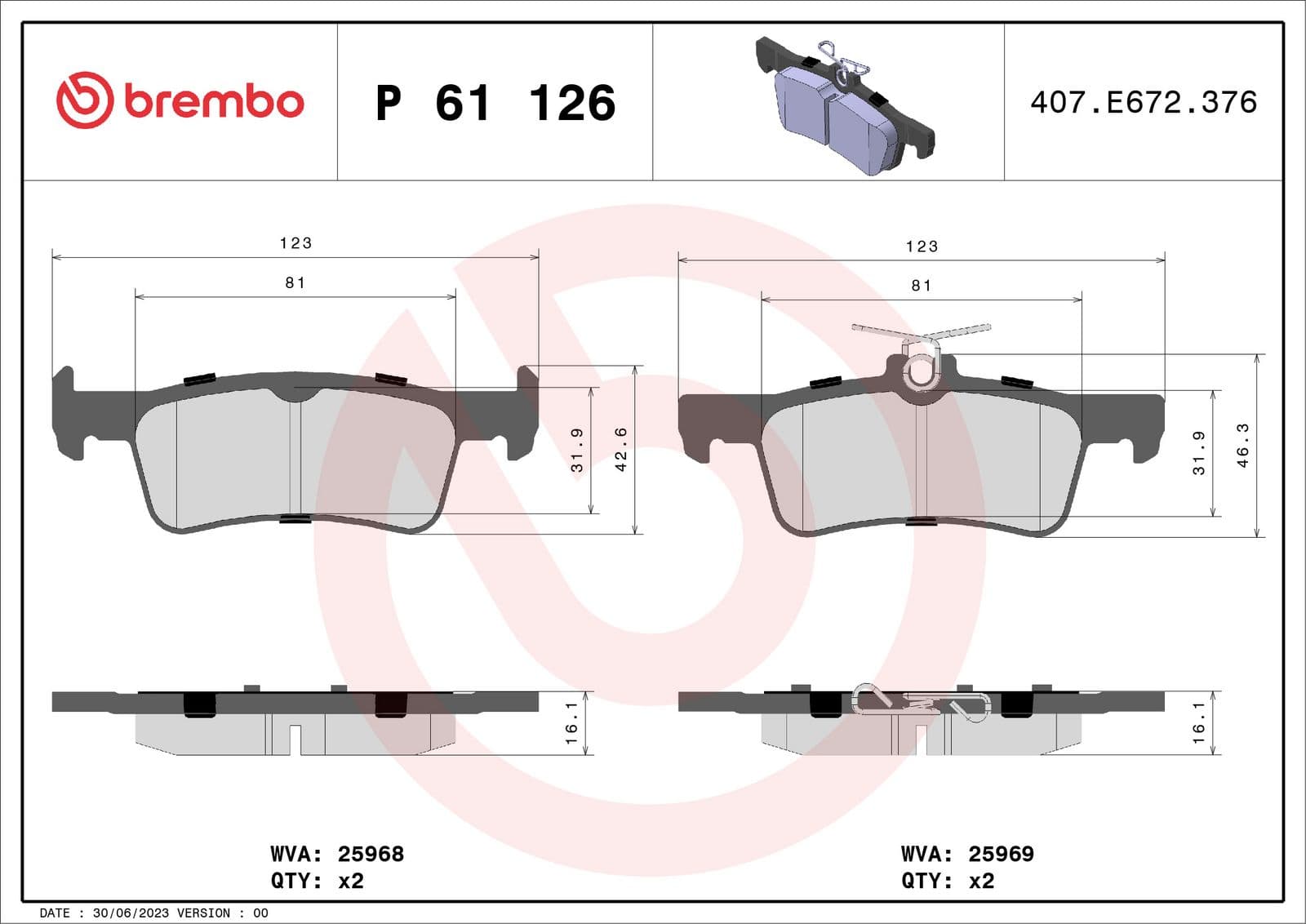 set placute frana,frana disc BREMBO PRIME LINE P 61 126