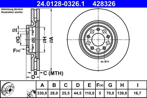 Disc frana ATE 24.0128-0326.1