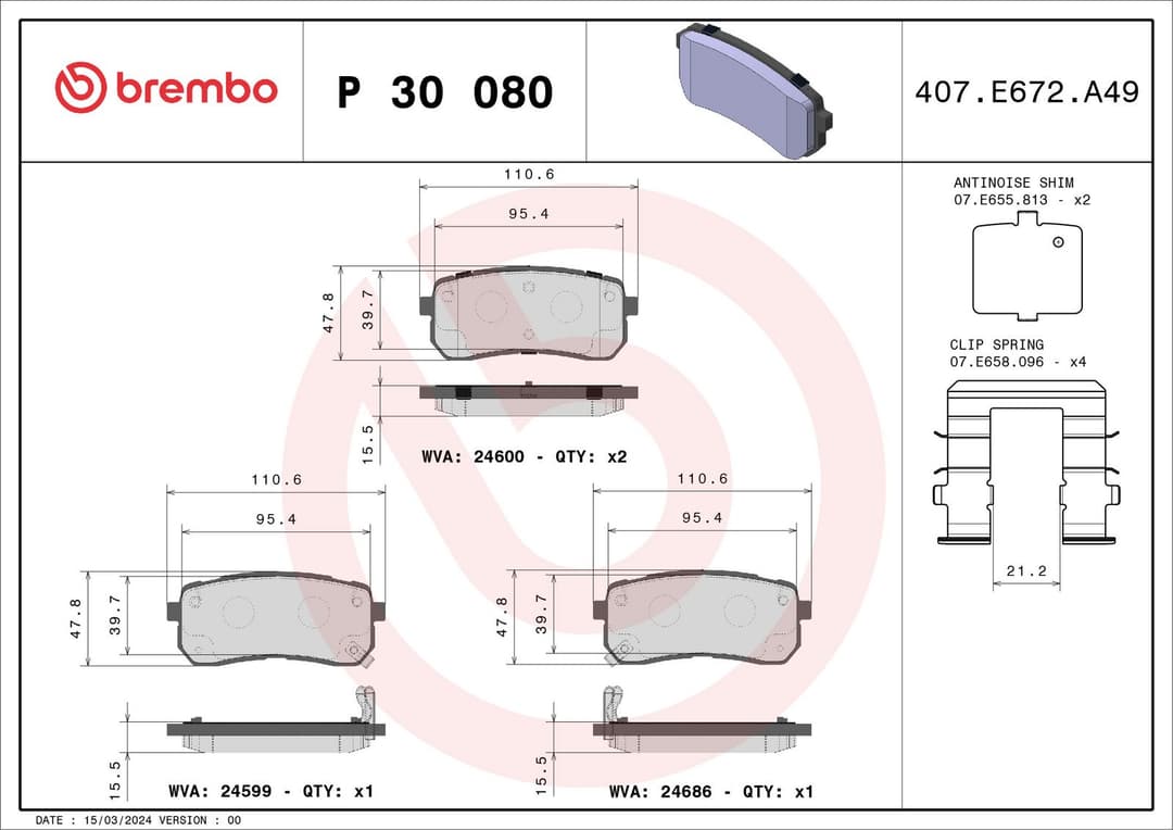 set placute frana,frana disc BREMBO PRIME LINE P 30 080