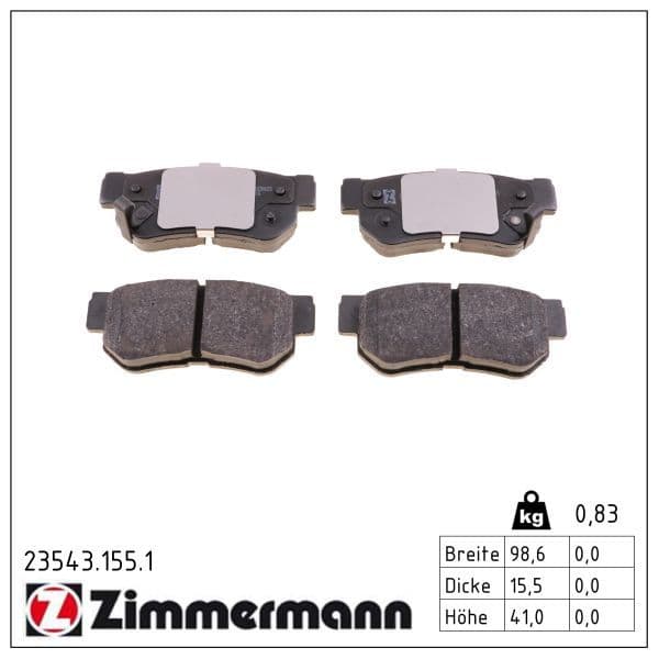 set placute frana,frana disc ZIMMERMANN 23543.155.1
