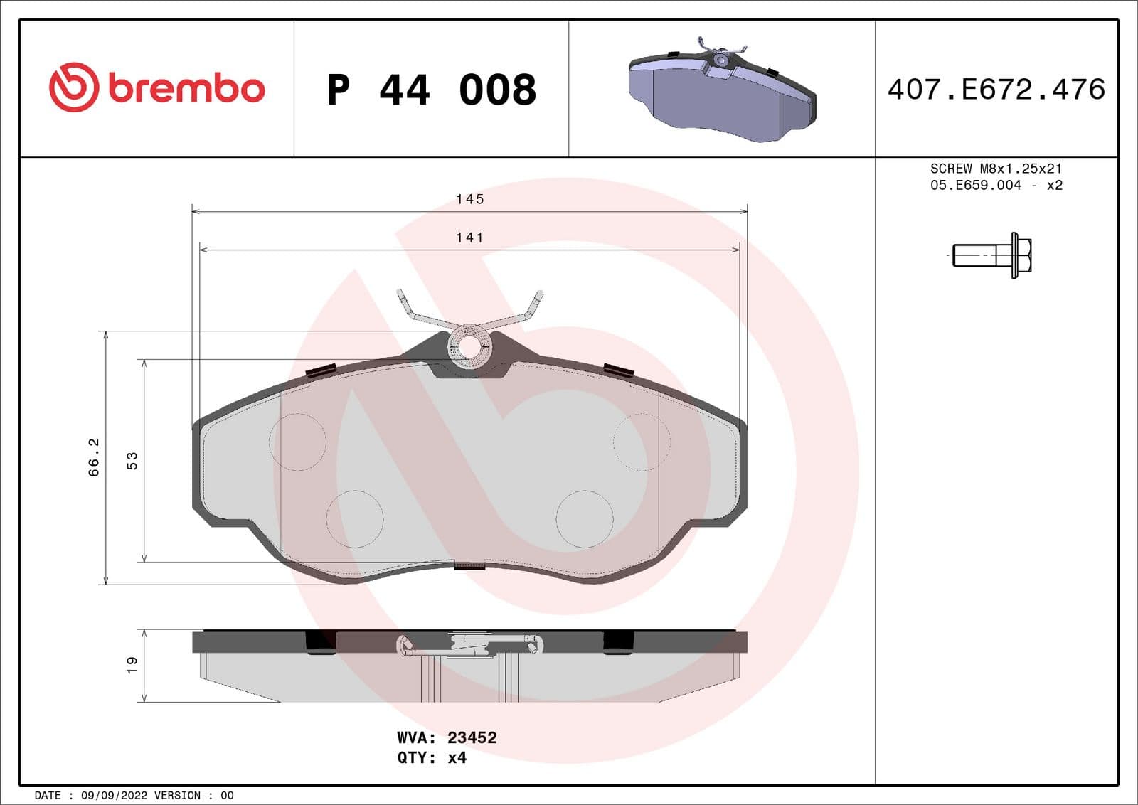set placute frana,frana disc BREMBO PRIME LINE P 44 008