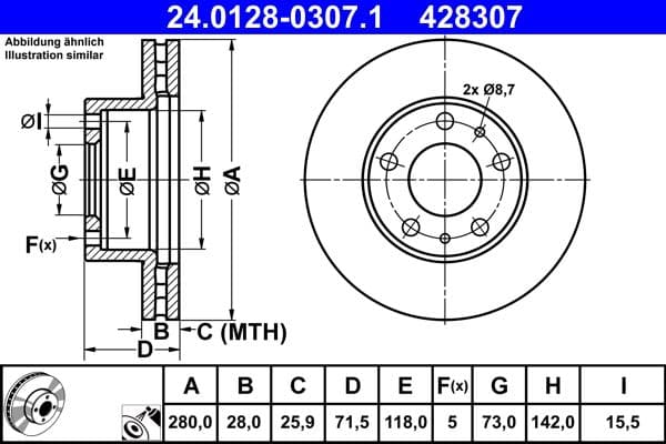 Disc frana ATE 24.0128-0307.1