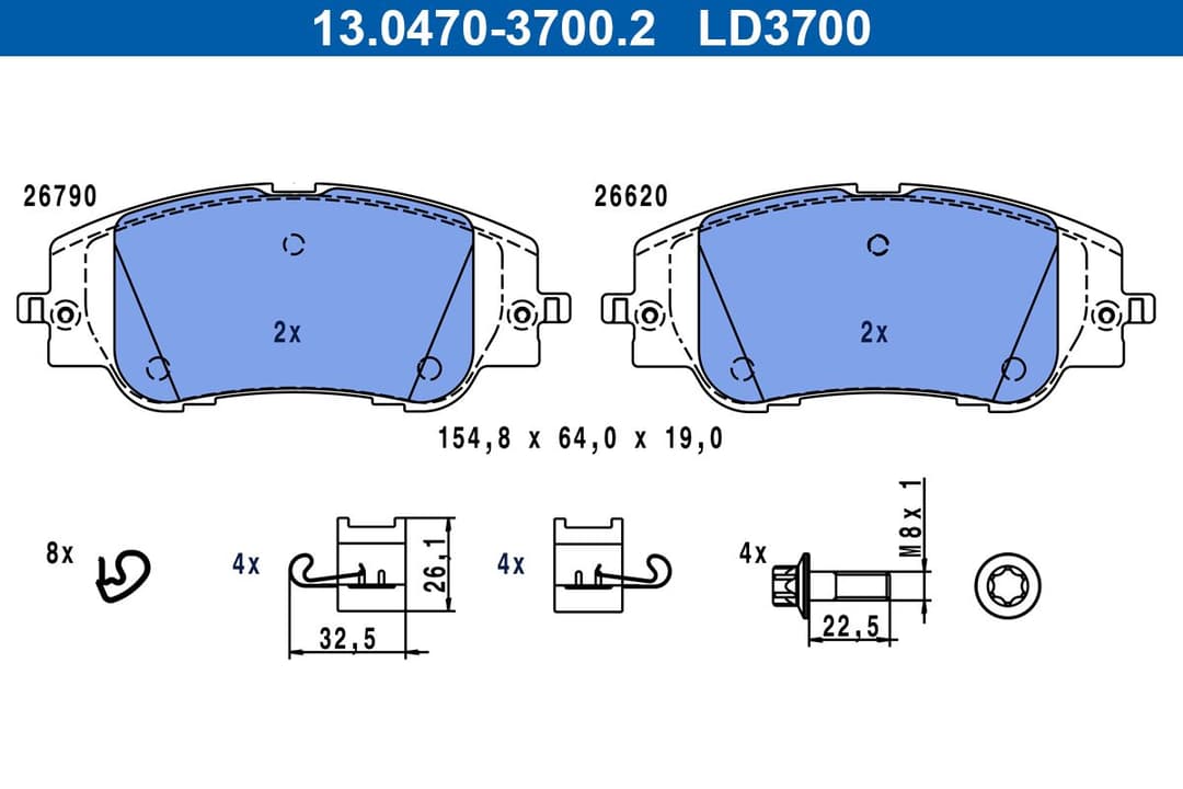 set placute frana,frana disc ATE 13.0470-3700.2