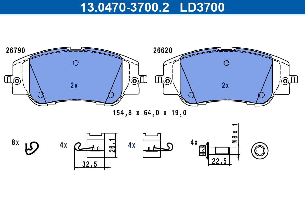 set placute frana,frana disc ATE 13.0470-3700.2