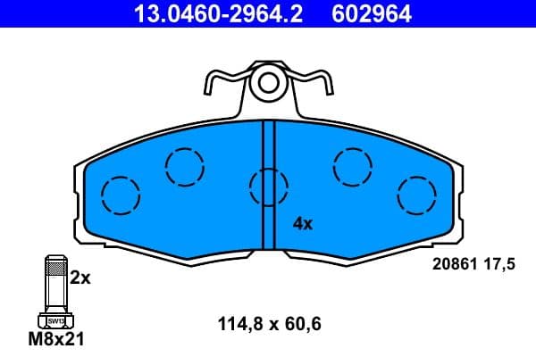 set placute frana,frana disc ATE 13.0460-2964.2