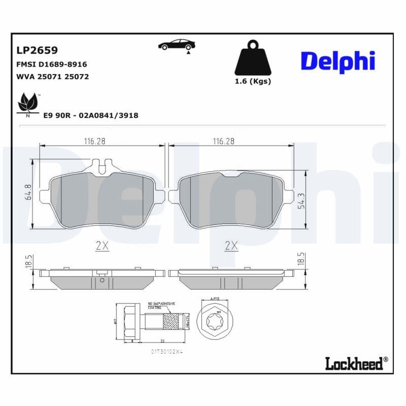 set placute frana,frana disc DELPHI LP2659