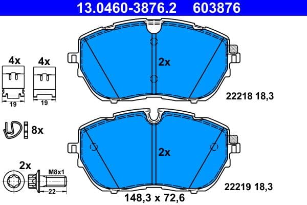 set placute frana,frana disc ATE 13.0460-3876.2