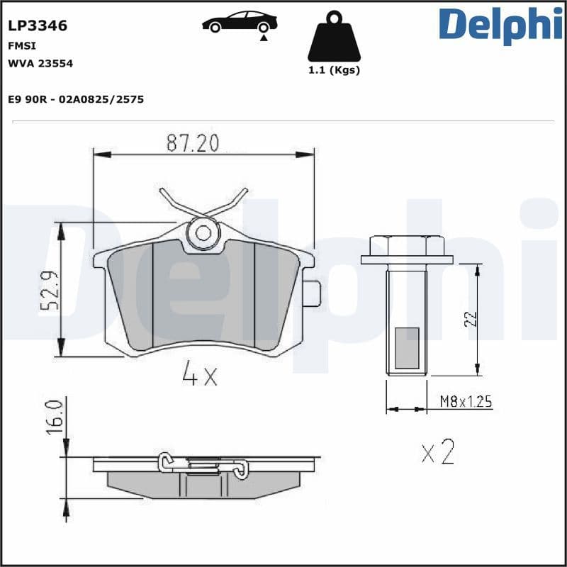 set placute frana,frana disc DELPHI LP3346