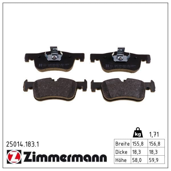 set placute frana,frana disc ZIMMERMANN 25014.183.1