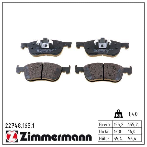 set placute frana,frana disc ZIMMERMANN 22748.165.1