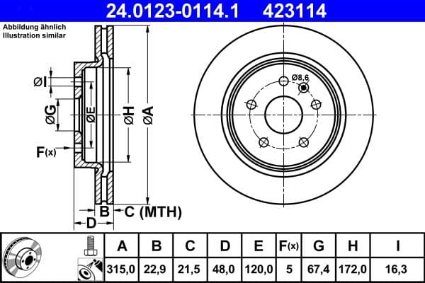 Disc frana ATE 24.0123-0114.1