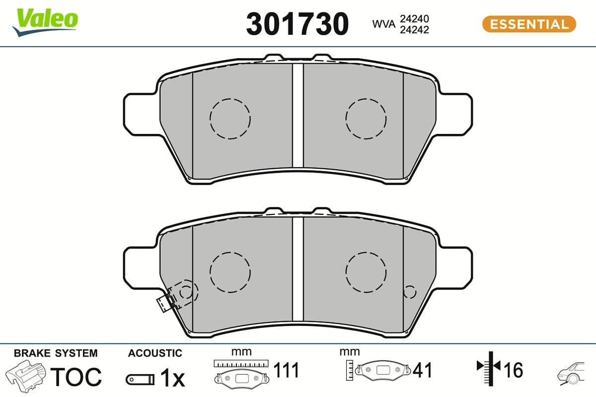 set placute frana,frana disc VALEO 301730