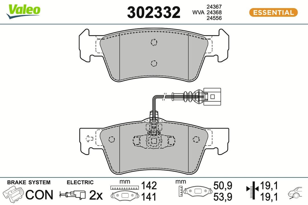 set placute frana,frana disc VALEO ESSENTIAL 302332