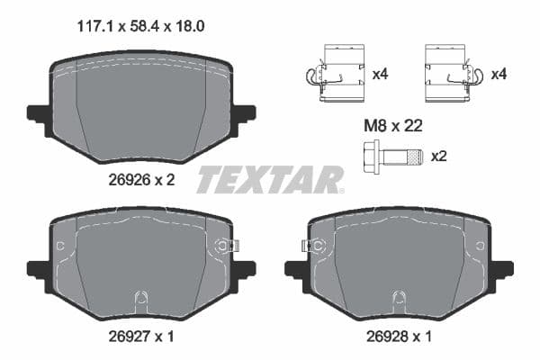 set placute frana,frana disc TEXTAR Q+ 2692601