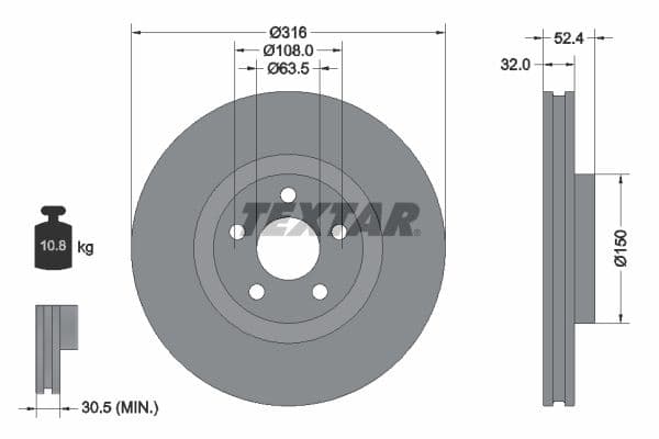 Disc frana TEXTAR PRO+ 92293605