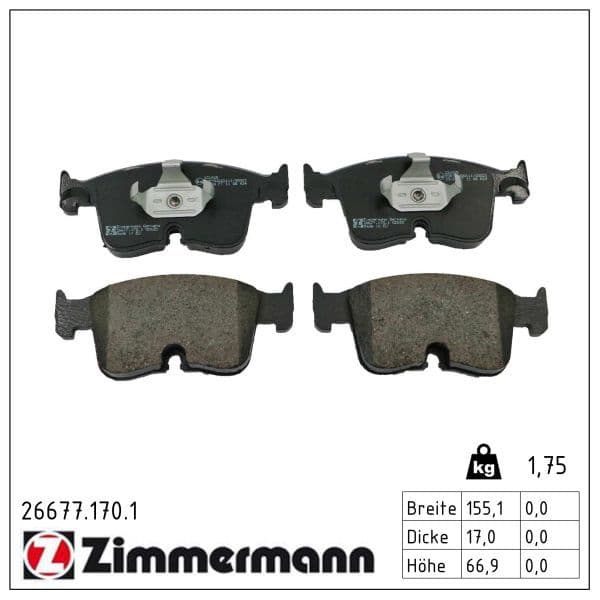 set placute frana,frana disc ZIMMERMANN 26677.170.1