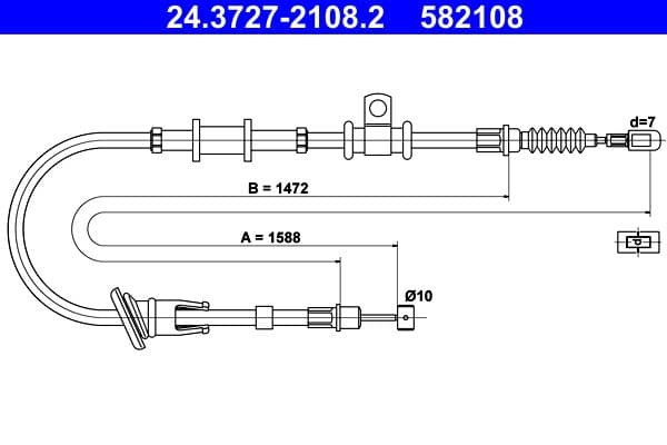 Cablu, frana de parcare ATE 24.3727-2108.2