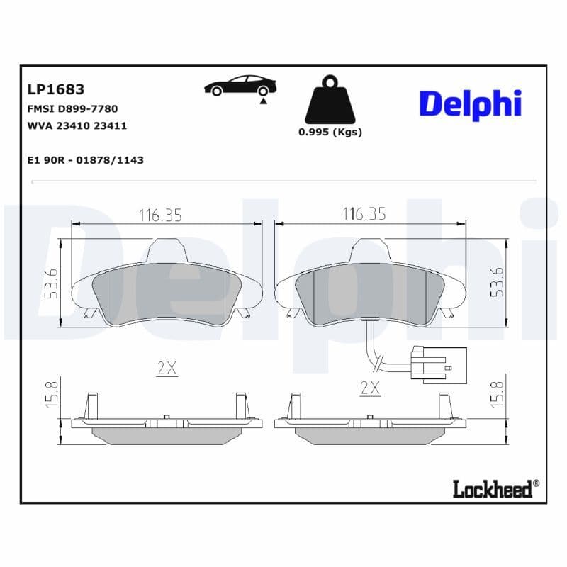 set placute frana,frana disc DELPHI LP1683
