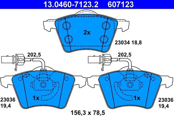 set placute frana,frana disc ATE 13.0460-7123.2