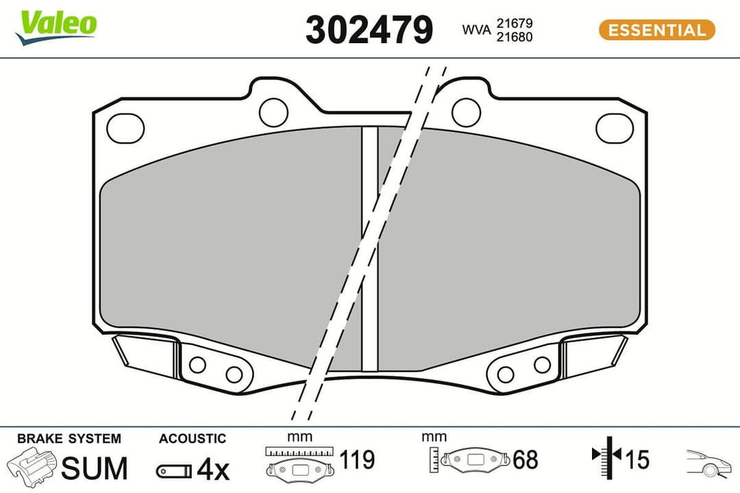 set placute frana,frana disc VALEO ESSENTIAL 302479