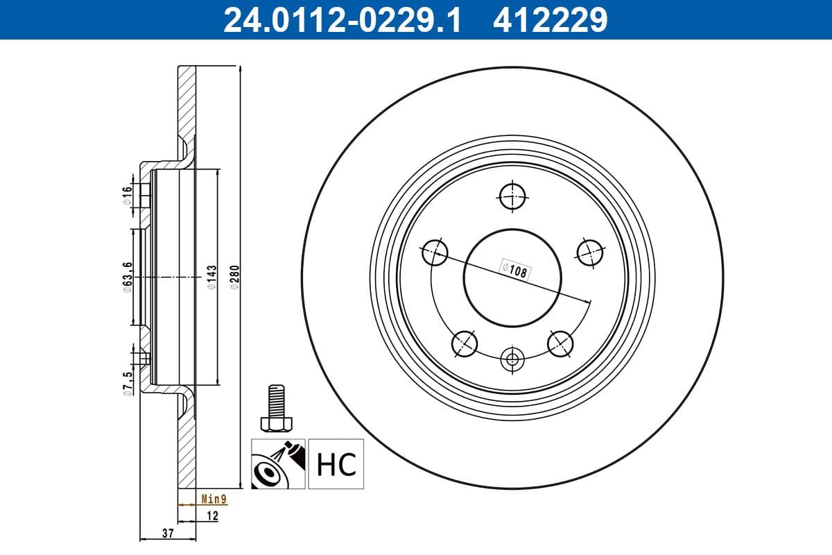 Disc frana ATE 24.0112-0229.1
