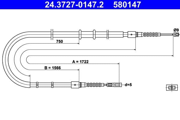 Cablu, frana de parcare ATE 24.3727-0147.2
