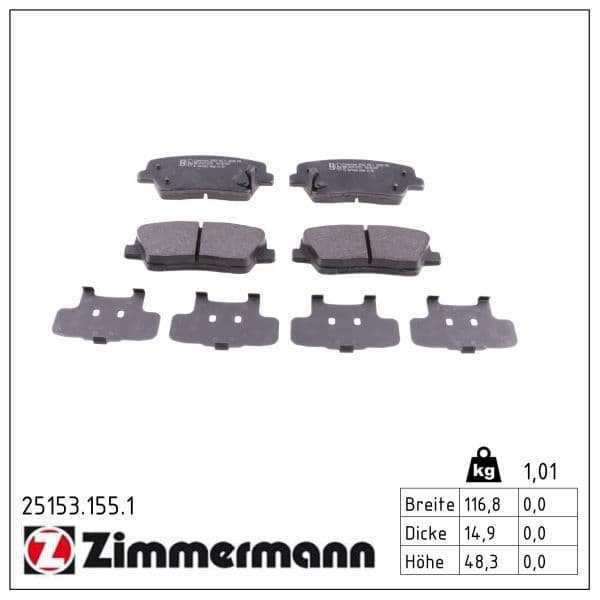 set placute frana,frana disc ZIMMERMANN 25153.155.1