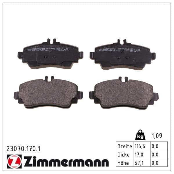 set placute frana,frana disc ZIMMERMANN 23070.170.1