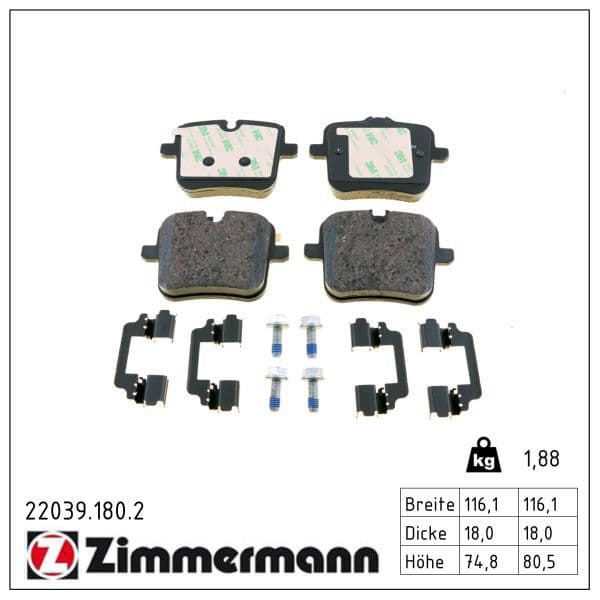 set placute frana,frana disc ZIMMERMANN 22039.180.2