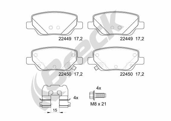 set placute frana,frana disc BRECK 22449 00 704 00