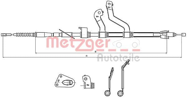 Cablu, frana de parcare METZGER 17.2580